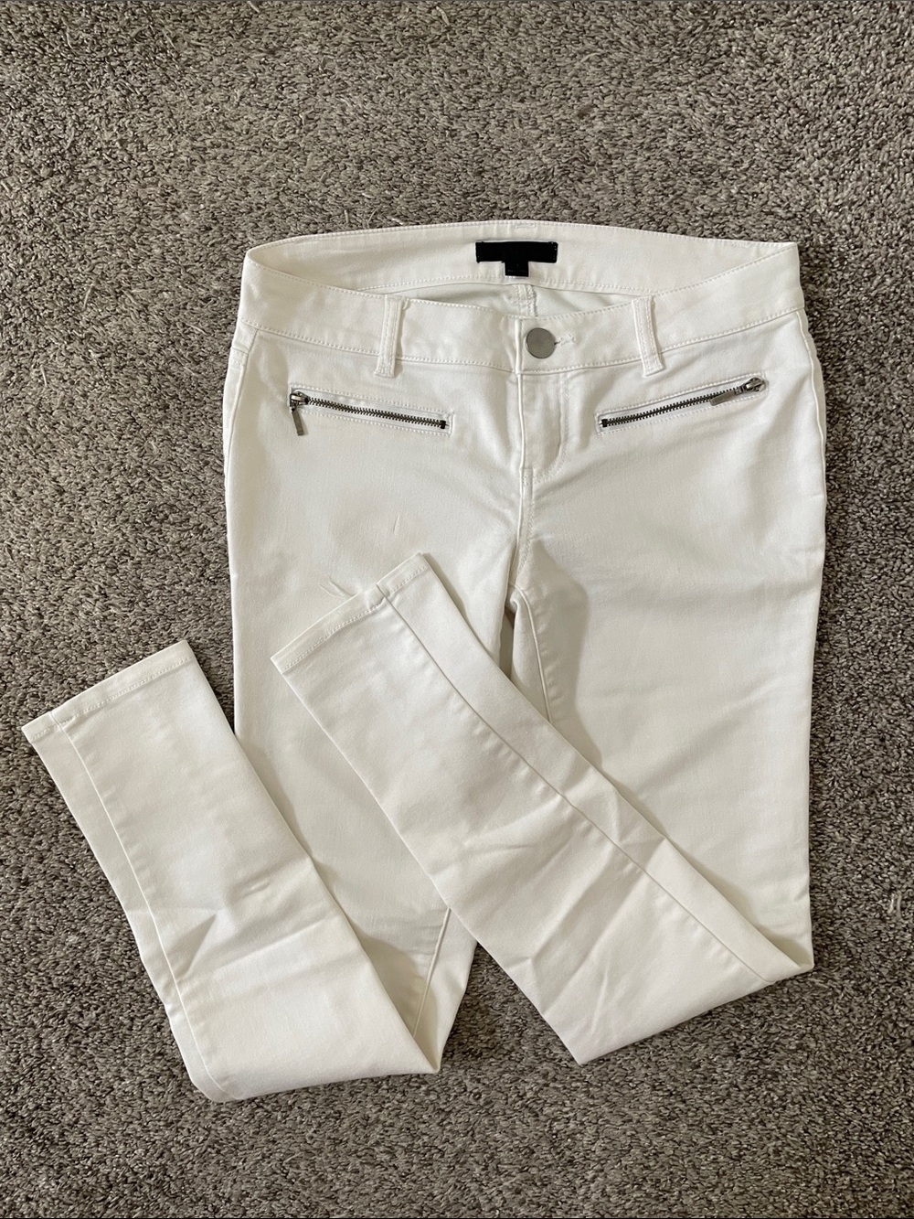 Fire Los Angeles White Skinny Jeans with Silver Zippers